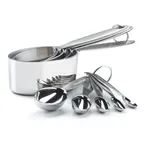 image of Browne USA 747143 Cup & Spoon Set, Steel 0.625‑15 ml Cups & 1/8‑1 Tbsp Spoons, Dishwasher Safe