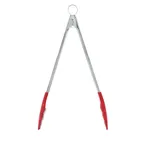 image of Browne USA 74717805 Tongs – 12" Red Silicone‑Tipped, 11" L, Lock, 425°F Heat‑Resist, Dishwasher Safe