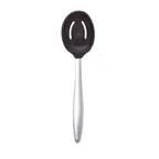 image of Browne USA 74737702 8" Slotted Serving Spoon, Black Stainless Steel Handle, Dishwasher Safe