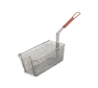 image of Browne USA 79207 Fryer Basket - Rect. 13" x 5-1/2" x 5-1/2", Nickel‑Plated Steel Mesh, Red Handle