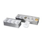 image of Browne USA 79300 Caddy – Silver Tray, 4‑Comp, 11‑9/10" × 5‑1/2" × 3‑1/2", Steel Base, Inserts
