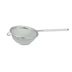 image of Browne USA 9091 Mesh Strainer – 2" Bowl, 4" L Handle, Fine Tin‑Plated Mesh, Pan Hook, Tinned