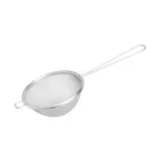 image of Browne USA 9092 Mesh Strainer – 4" Bowl, Single Fine Tin‑Plated Mesh, 4½" Metal Handle with Pan Hook
