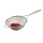 image of Browne USA 9096 Mesh Strainer – 7" Bowl, 6" Wood Handle, Fine Tin‑Plated Mesh, Pan Hook