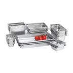 image of Browne USA 98124 1/2-Size 7 Qt Stainless Steam Pan, Solid 25G, 12-3/4" L x 10-3/8" W x 4" D, NSF