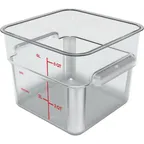 image of Carlisle 1195207 6‑Qt Clear Polycarbonate Square Food Container, 8‑3/4" x 7‑3/10" H, Wide Handles