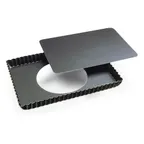 image of Louis Tellier 225810 Rectangular Tart Mold 11.4" L x 8" W x 1" H Non‑Stick Removable Bottom PFOA‑Free