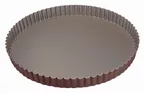 image of Louis Tellier 226330 Tart Mold – 9.44" Dia x 1" H, Fluted Non‑Stick Tin‑Plated, 6"‑9" Size