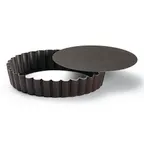 image of Louis Tellier 293490 Gobel Tartlet Mold, 5.5" Dia x 1" H, Round Fluted Non‑Stick, Removable Bottom