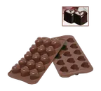 image of Louis Tellier SCG01N Chocolate Mold, Heart-Shaped Flexible Silicone, 24"x16", Freezer-to-Oven Safe