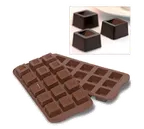 image of Louis Tellier SCG02N Square Chocolate Mold Flexible Silicone 15 x 0.34 Oz 24" x 16"