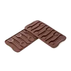 image of Louis Tellier SCG28 - Flex Silicone Chocolate Mold, 3-3/4" x 1" x 2/3", 7 x 1.5 oz, Microwave Safe