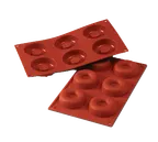image of Louis Tellier SF012 Siloconflex Savarin Mold, Red, 6-Comp 0.90"H x 2.83" Dia., Silicone, Non-Stick