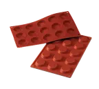 image of Louis Tellier SF013 Red Mini Tartlet Mold, 6-15 Sections, 7" x 11-3/4" OA, SiliconFlex, Non-Stick
