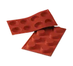 image of Louis Tellier SF015 Red Silicone Tartlet Mold, 6‑15, 0.68" H, 2.35" Dia, 7" x 11‑3/4" OA, Non‑Stick