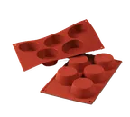 image of Louis Tellier SF024 SiliconeFlex Muffin Mold, Red, 5-Comp, 7" x 11-3/4" OA, Pure Non-Stick Silicone