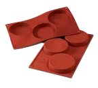 image of Louis Tellier SF042 Red Silicone Pastry Mold, 1-5 Compart, 7" x 11‑3/4" OA, Non-Toxic Non-Stick Base