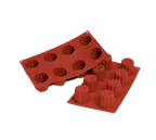 image of Louis Tellier SF050 Siloconflex Baking Mold, Red, Compartments, 7" x 11-3/4" OA, Silicone Nonstick