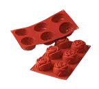 image of Louis Tellier SF077 Siloconflex Pastry Mold, Red, 6‑Comp, 1.57"H x 2.99" Dia., Non‑Stick Silicone
