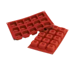 image of Louis Tellier SF081 Savarin Mold, Red, 7" x 11¾" OA, 15 Sections 1.16" H x 1.88" Dia, Silicone