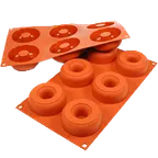 image of Louis Tellier SF170 Silicone Mold, Red, 6 pcs 3" Ø, 3-1/3 oz, -76°F to +446°F, Dishwasher Safe Italy
