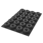 image of Louis Tellier SQ059 Black Silicone Donut Mold, 24‑Cavity 4‑1/2 oz, Microwave/Freezer/Dishwasher Safe