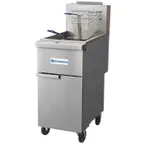 image of Standard Range SR-F3-LP 34" Floor Model Gas Deep Fryer, Full Pot, Liquid Propane, 40 Ibs, 90.000 BTU