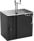 image of Victory VDDN36HC-B Keg Cooler, 36"W×26-1/8"D×49-5/16"H, Black/Steel, 1/2 Barrel, Dual Faucets, R290