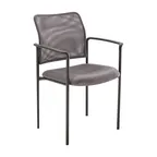 image of Flash Furniture GO-516-2-GRY-GG Jana Stacking Side Chair with Arms, 250 lb, Steel, Mesh Back, Gray Upholstered Seat