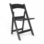 image of Flash Furniture LE-L-1-BK-SLAT-GG Hercules Series 800 lbs Black Folding Event Chair with Wood Look Resin Slatted Seat