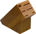 image of Dexter #1-S6 Traditional Slant Block Knife Rack, 6‑Slot Wood Block, 12" Length, Kitchen Storage