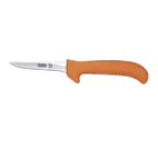 image of Dexter 11263 Sani‑Safe Deboning Knife, 3‑3/4", 2‑3" Blade, High‑Carbon Steel, Orange Plastic Handle