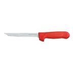 image of Dexter 1563R Boning Knife, 6" Narrow Stainless Steel Blade Red Polypropylene Handle, NSF