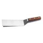 image of Dexter 16390 8" x 3" Stainless Steel Hamburger Turner, Offset Blade, Rosewood Handle – Made in USA