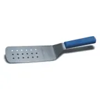 image of Dexter 19703C Sani‑Safe Perforated Turner, 8" x 3" Stainless Steel Blade, Blue Plastic Handle