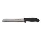 image of Dexter 24223B Stamped Bread & Sandwich Knife, 8" Black Rubber Handle, High‑Carbon Stainless Steel Blade