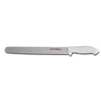 image of Dexter 24283 SofGrip Duo‑Edge Slicer Knife, 14" Stamped White Rubber Handle, High‑Carbon Steel