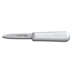 image of Dexter 24333 Paring Knife, 3" Stamped Spear‑Point Blade, Stainless Steel, White Rubber Handle