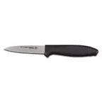 image of Dexter 24353B Paring Knife, 3" Spear‑Point High‑Carbon Steel Blade, Stamped Black Rubber Handle