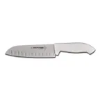 image of Dexter 24503 SofGrip Santoku Knife, 7" White Stainless Steel Blade, Granton Edge, Grip Handle