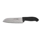 image of Dexter 24503B SofGrip 7" Black Santoku Knife, Carbon Blade, Hollow Edge, Poly Handle, NSF, USA