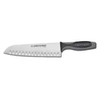 image of Dexter 29283 V-Lo Santoku Knife, 9" Blade, Stamped High‑Carbon Steel, Plastic Handle, Granton Edge