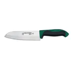 image of Dexter 36004G - 7" Stamped Santoku Knife, Carbon Steel, Green Poly Handle, Smooth Edge, DEXSTEEL