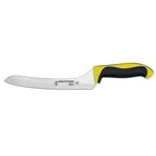 image of Dexter 36008Y - 9" Stamped Offset Slicer Knife, DEXSTEEL Steel, Yellow Plastic Handle, NSF