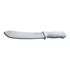 image of Dexter 4103 10" Stamped Straight Steel Blade, White Plastic Non‑Slip Handle, NSF, Made in USA