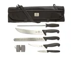 image of Mercer M13750 BBQ Knife Set 7-Pc 3" Paring 5.9" Boning 11" Carving 10" Cimeter/Steel NSF - 7/Bag