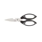 image of Mercer M14800P - 8½" Kitchen Shears, Blades, Black, Bottle Opener & Nutcracker & Lid Lifter, Easy