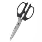 image of Mercer M14804 Kitchen Shears 8-7/8" Carbon Steel Blades Black Serrated Opener/Nutcracker/Lid NSF