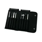 image of Mercer M15990 Carving Tool Set – 9-Pc With Tools, Baller, Knife, Sharpening Stone & Roll - 1/Roll