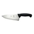 image of Mercer M18000 Millennia Chef Knife, 8" Stamped Steel Blade, Black Santoprene Handle, NSF